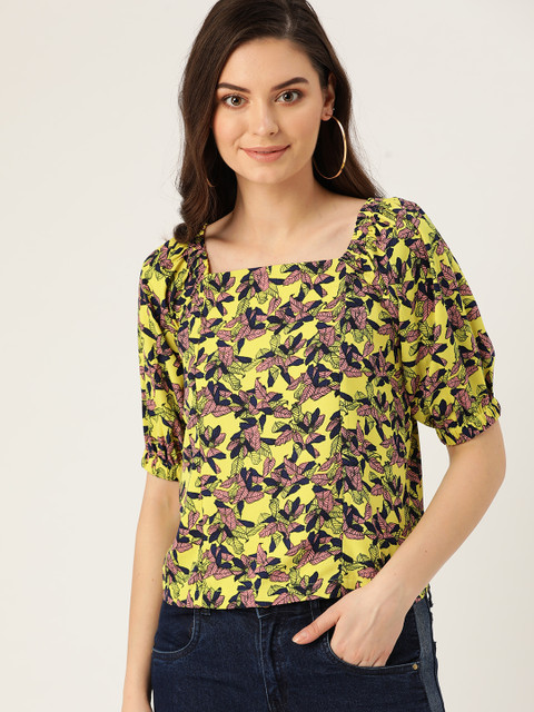 DressBerry Women Lime Green & Pink Floral Printed Top
DressBerry Women Lime Green & Pink Floral Printed Top