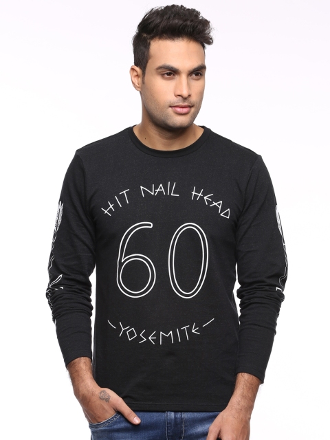 Forca by Lifestyle Men Black Printed T-shirt