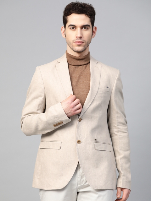 Blackberrys Beige Self Design Linen Single-Breasted Slim Fit Smart Casual Blazer
Blackberrys Beige Self Design Linen Single-Breasted Slim Fit Smart Casual Blazer