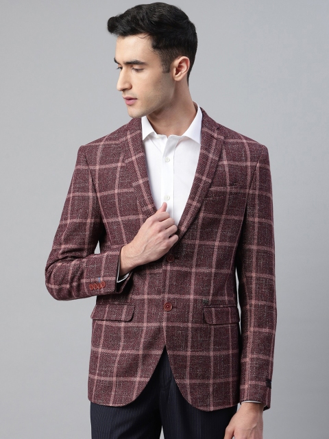 Blackberrys Men Burgundy & Dusty Pink Slim Fit Checked Single-Breasted Formal Blazer
Blackberrys Men Burgundy & Dusty Pink Slim Fit Checked Single-Breasted Formal Blazer