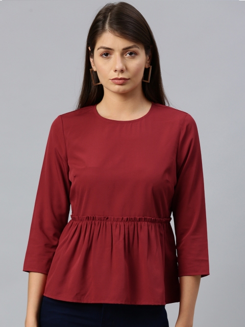 Chemistry Women Burgundy Solid A-Line Top