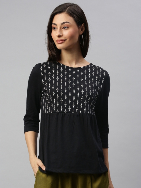 Chemistry Women Black Printed Top
