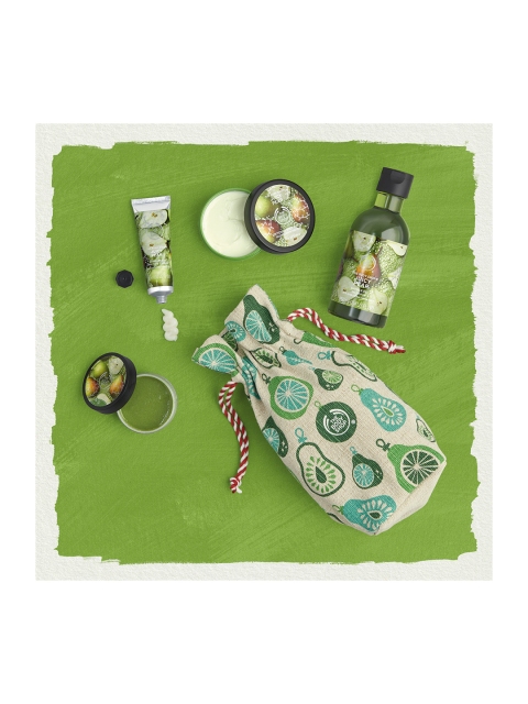 The Body Shop Unisex Juicy Pear Festive Sack of Bath & Body Gift Set, Green