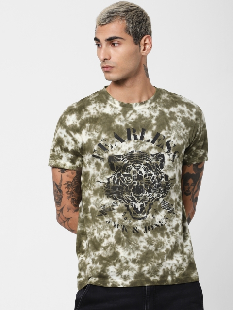 Jack Jones Men Olive Green White Dyed Round Neck Pure Cotton T-shirt with Printed Detail
Jack Jones Men Olive Green White Dyed Round Neck Pure Cotton T-shirt with Printed Detail