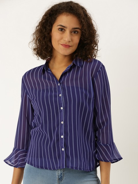 her by invictus Women Blue & White Regular Fit Striped Casual Shirt With Flared Sleeves
her by invictus Women Blue & White Regular Fit Striped Casual Shirt With Flared Sleeves