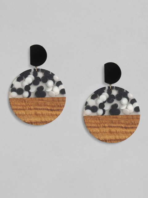 CORSICA Black & Brown Printed Circular Drop Earrings