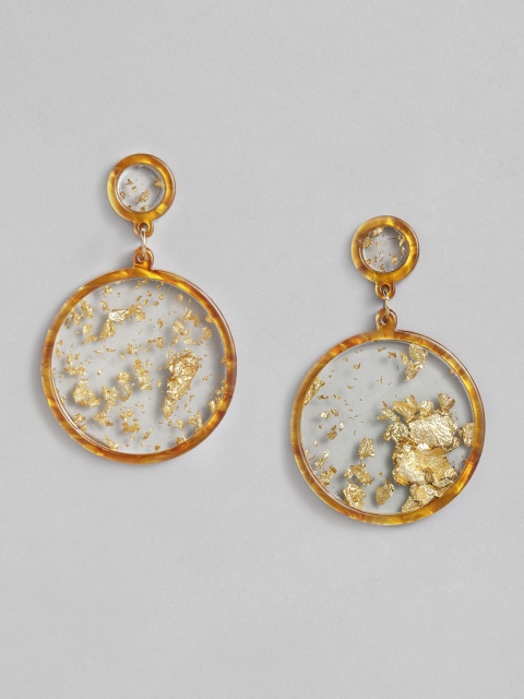 CORSICA Brown & Gold-Toned Circular Drop Earrings