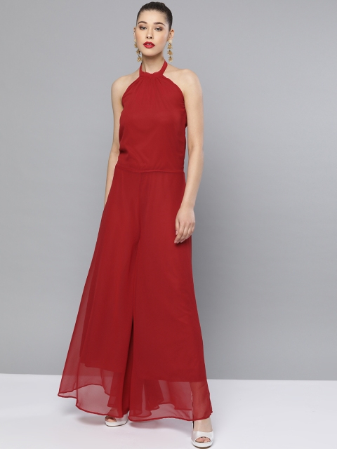 Trend Arrest Women Red Solid Basic Jumpsuit