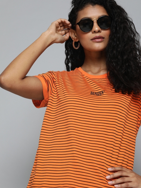 Denizen From Levis Women Orange & Black Striped Taylor Roll Sleeve Round Neck T-shirt
Denizen From Levis Women Orange & Black Striped Taylor Roll Sleeve Round Neck T-shirt