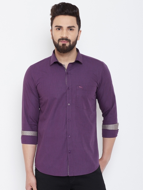JUMP USA Men Purple Slim Fit Solid Casual Shirt