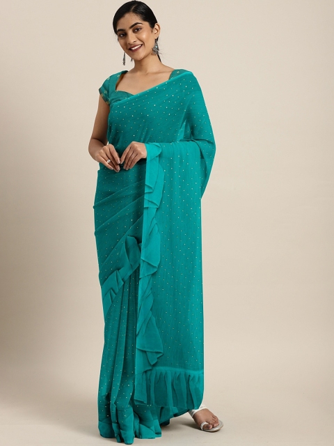 Triveni Blue Embellished Saree