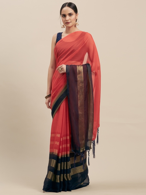 Nanda Silk Mills Red Pure Chiffon Solid Mysore Silk Saree