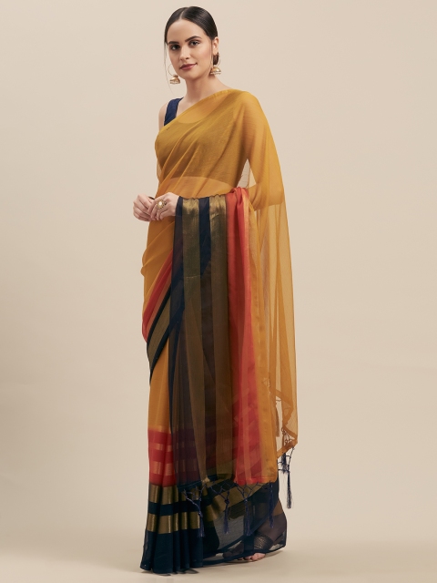 Nanda Silk Mills Mustard Yellow & Gold-Coloured Pure Chiffon Solid Mysore Silk Saree
Nanda Silk Mills Mustard Yellow & Gold-Coloured Pure Chiffon Solid Mysore Silk Saree