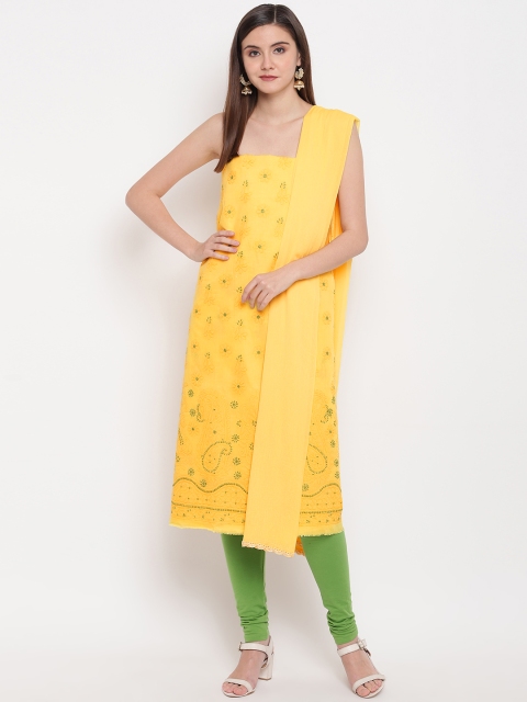 ADA Women Yellow & Green Chikankari Hand Embroidered Unstitched Sustainable Dress Material
ADA Women Yellow & Green Chikankari Hand Embroidered Unstitched Sustainable Dress Material
