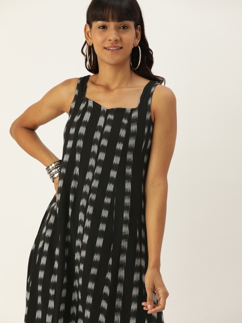 Taavi Women Black & Grey Ikat Woven Design A-Line Sustainable Dress with Asymmetric Hem
Taavi Women Black & Grey Ikat Woven Design A-Line Sustainable Dress with Asymmetric Hem