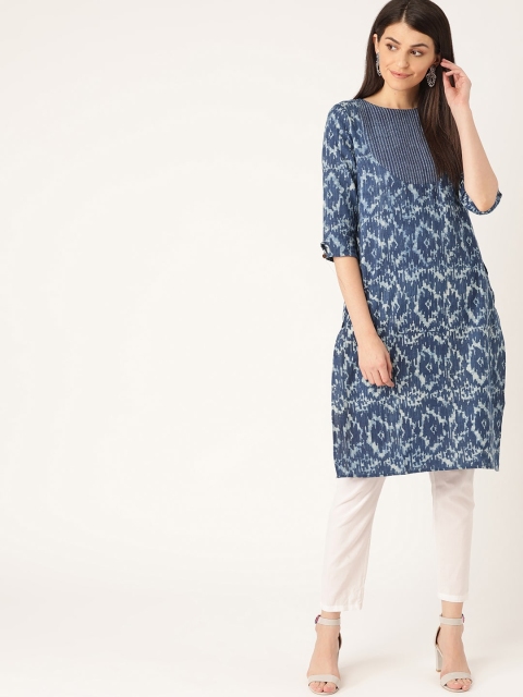 Taavi Women Blue & White Indigo Dyed & Hand Block Print Straight Sustainable Kurta with Tucked Yoke, Navy blue
Taavi Women Blue & White Indigo Dyed & Hand Block Print Straight Sustainable Kurta with Tucked Yoke, Navy blue