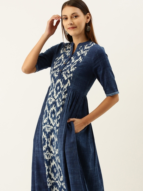 Taavi Women Blue & White Indigo Dyed & Hand Block Print Patchwork Gathered A-Line Sustainable Dress, Navy blue
Taavi Women Blue & White Indigo Dyed & Hand Block Print Patchwork Gathered A-Line Sustainable Dress, Navy blue