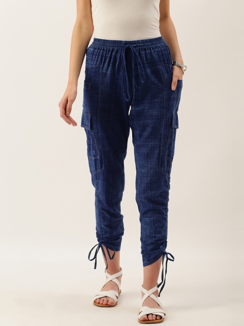 Taavi Women Navy Blue Indigo Dyed & Hand Block Print Sustainable Joggers with Patch Pockets & Tie-Ups
Taavi Women Navy Blue Indigo Dyed & Hand Block Print Sustainable Joggers with Patch Pockets & Tie-Ups