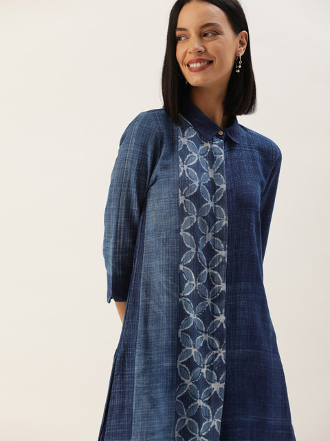 Taavi Women Navy Blue Indigo Dyed & Hand Block Print Patchwork Straight Sustainable Kurta & Palazzo
Taavi Women Navy Blue Indigo Dyed & Hand Block Print Patchwork Straight Sustainable Kurta & Palazzo