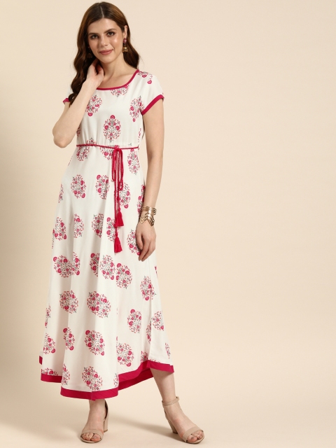 IMARA Women White Printed Maxi Dress