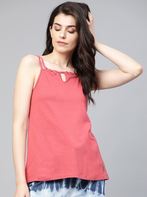 Roadster Women Coral Pink Solid Top