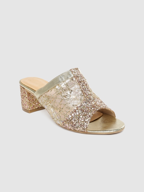 Catwalk Women Gold-Toned Embellished Heeled Sandals