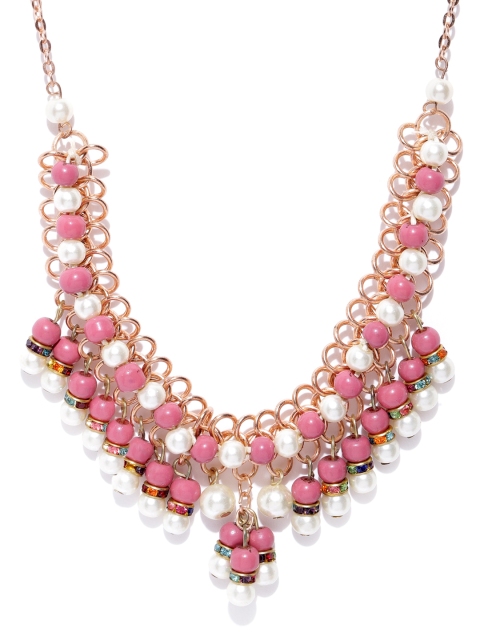 Carlton London Pink & Off-White Gold-Plated Stone Studded & Beaded Statement Necklace
Carlton London Pink & Off-White Gold-Plated Stone Studded & Beaded Statement Necklace