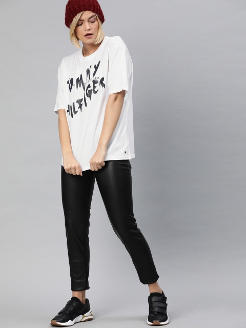 Tommy Hilfiger Women White Printed Round Neck T-shirt