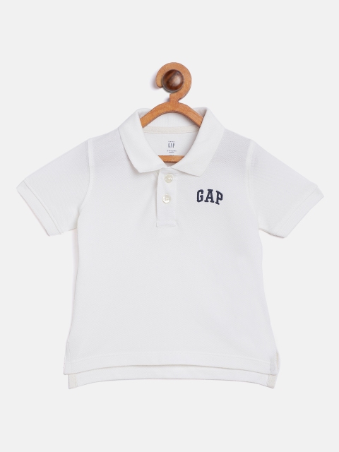 GAP Boys White Solid Polo Collar T-shirt