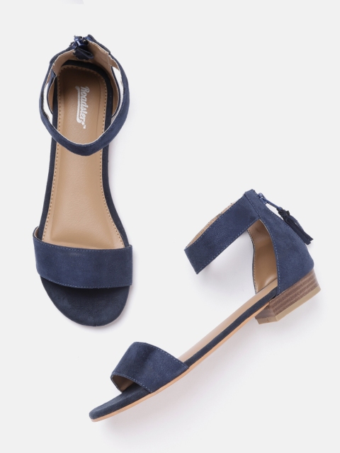 Roadster Women Navy Blue Solid Mid-Top Open Toe Flats