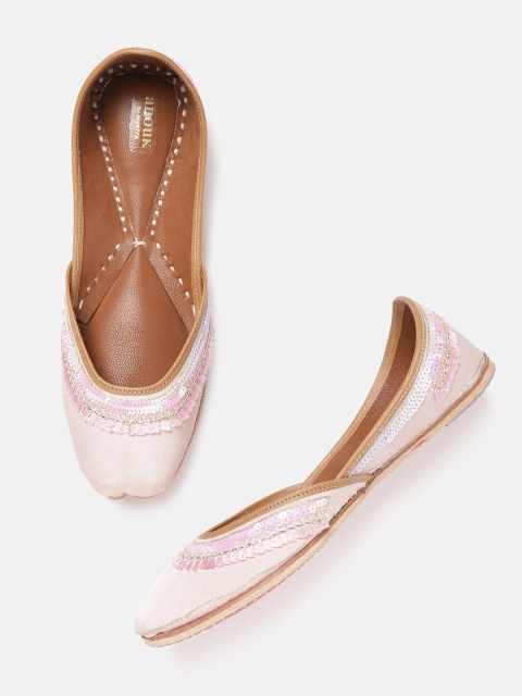 Anouk Women Pink Sequinned & Tasselled Mojaris
