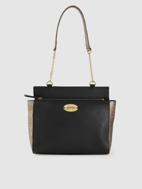 Hidesign Navy Blue Solid Leather Shoulder Bag