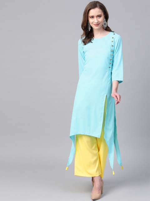 ZIYAA Women Blue Solid Kurta with Palazzos