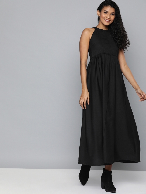 HERE&NOW Women Black Solid Maxi Dress