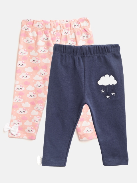 Moms Love Infant Girls Pack of 2 Assorted Pure Cotton Leggings