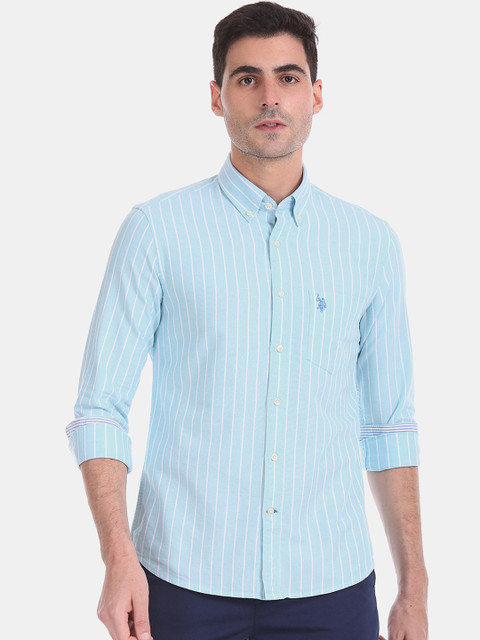 U.S. Polo Assn. Men Blue Regular Fit Striped Casual Shirt
U.S. Polo Assn. Men Blue Regular Fit Striped Casual Shirt