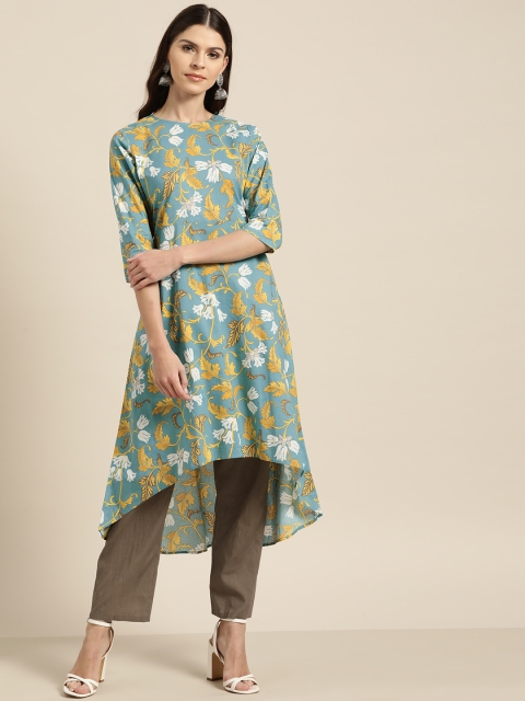 Shae by SASSAFRAS Women Turquoise Blue & Brown Printed High-Low A-Line Kurta with Trousers
Shae by SASSAFRAS Women Turquoise Blue & Brown Printed High-Low A-Line Kurta with Trousers