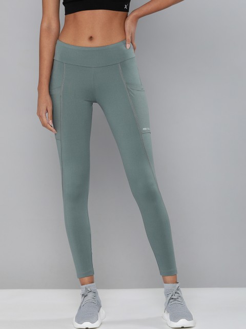HRX by Hrithik Roshan Women Grey Solid Rapid Dry Antimicrobial Training Tights