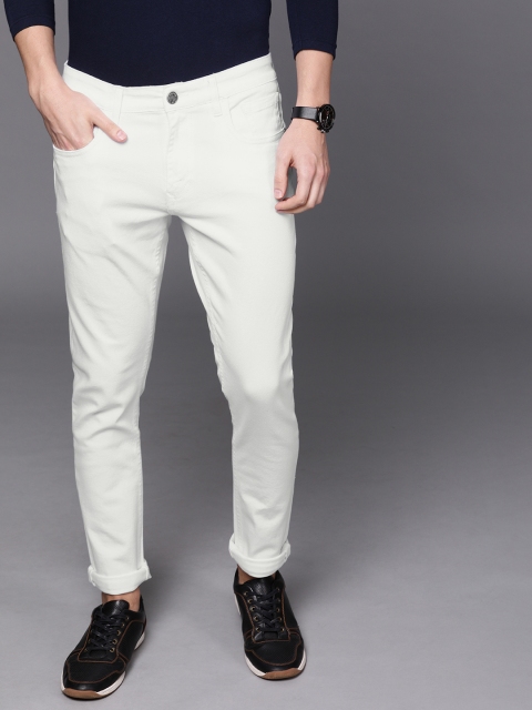 WROGN Men White Slim Fit Mid-Rise Clean Look Stretchable Jeans