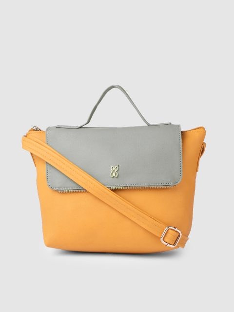 Baggit Yellow & Grey Colourblocked Sling Bag