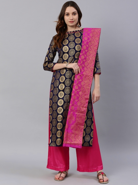 Satrani Navy Blue & Gold-Toned Woven Design Banarasi Silk Unstitched Dress Material
Satrani Navy Blue & Gold-Toned Woven Design Banarasi Silk Unstitched Dress Material