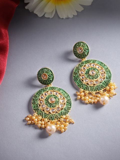 Jewels Galaxy Green Gold-Plated Stone Studded & Beaded Enamelled Circular Drop Earrings
Jewels Galaxy Green Gold-Plated Stone Studded & Beaded Enamelled Circular Drop Earrings