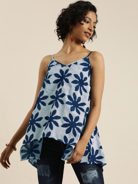 Taavi Women Blue & White Indigo Hand Block Print High-Low Sustainable Pure Cotton Top With High-Low Hem
Taavi Women Blue & White Indigo Hand Block Print High-Low Sustainable Pure Cotton Top With High-Low Hem