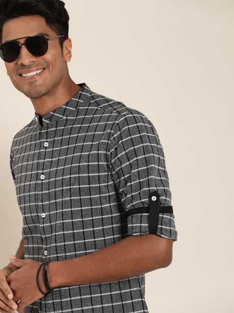 Taavi Men Charcoal Grey & White Handloom Woven Legacy Sustainable Shirt with Roll-Up Tab
Taavi Men Charcoal Grey & White Handloom Woven Legacy Sustainable Shirt with Roll-Up Tab
