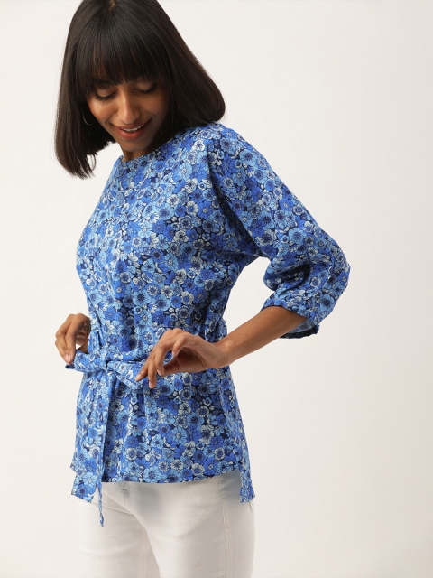 NUSH Women Blue Printed Top