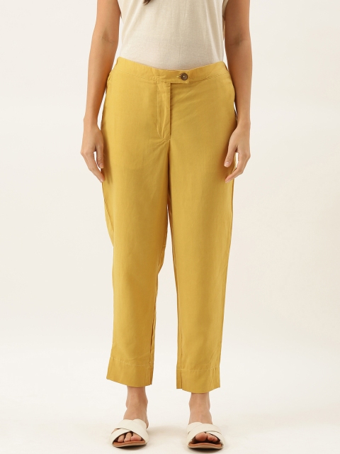 MERAKI Women Mustard Yellow Straight Fit Solid Cropped Sustainable Cigarette Trousers
MERAKI Women Mustard Yellow Straight Fit Solid Cropped Sustainable Cigarette Trousers