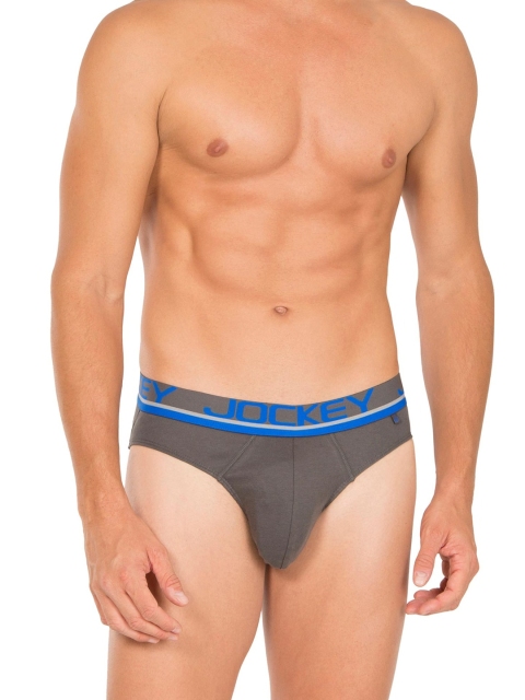 Jockey Men Charcoal Grey Solid Briefs FP02-0105-SMGY1