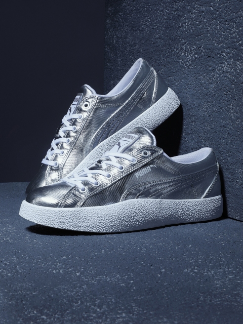 Puma Women Silver-Toned Love Metallic Sneakers