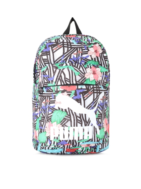 Puma Unisex Black & White Brand Logo Backpack