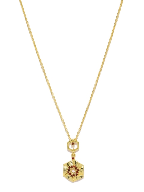 Gehna 925 Sterling Silver Gold Toned Circular Garnet Studded Pendant with Chain
Gehna 925 Sterling Silver Gold Toned Circular Garnet Studded Pendant with Chain